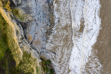 Beautiful Aerial top down view of Dunraven bay united kingdom