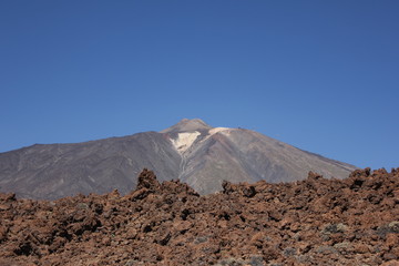 Arid desert in front of Teide volcano