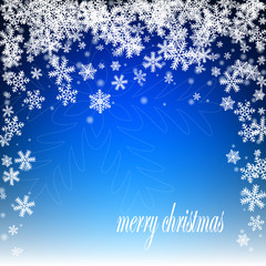 Christmas blue abstract background with snowflakes