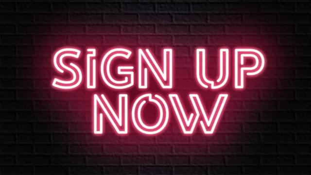 red neon video animation sign up now