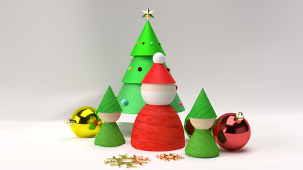 Fototapeta premium Christmas equipment decorations on white background 3d rendering for holiday concept.