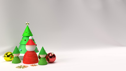 Fototapeta premium Christmas equipment decorations on white background 3d rendering for holiday concept.
