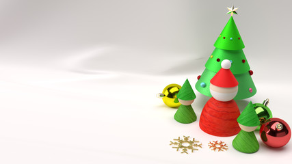 Christmas equipment decorations on white background 3d rendering for holiday concept.