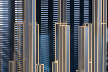 Obraz premium Blue and golden cube with glass material, 3d rendering.