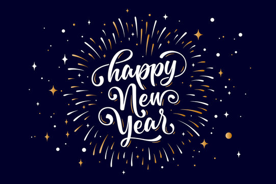 Happy New Year. Lettering text for Happy New Year