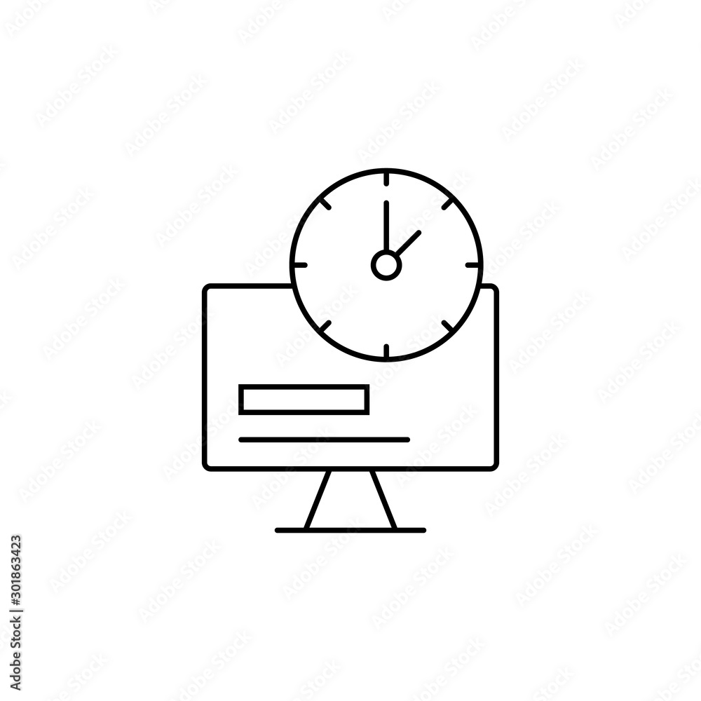 Poster computer, time, clock icon. simple line, outline vector of icons for ui and ux, website or mobile ap