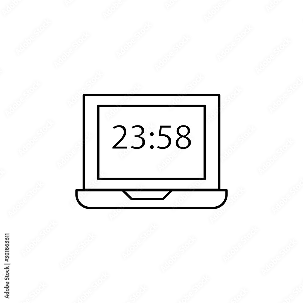 Poster computer, time, clock icon. simple line, outline vector of icons for ui and ux, website or mobile ap