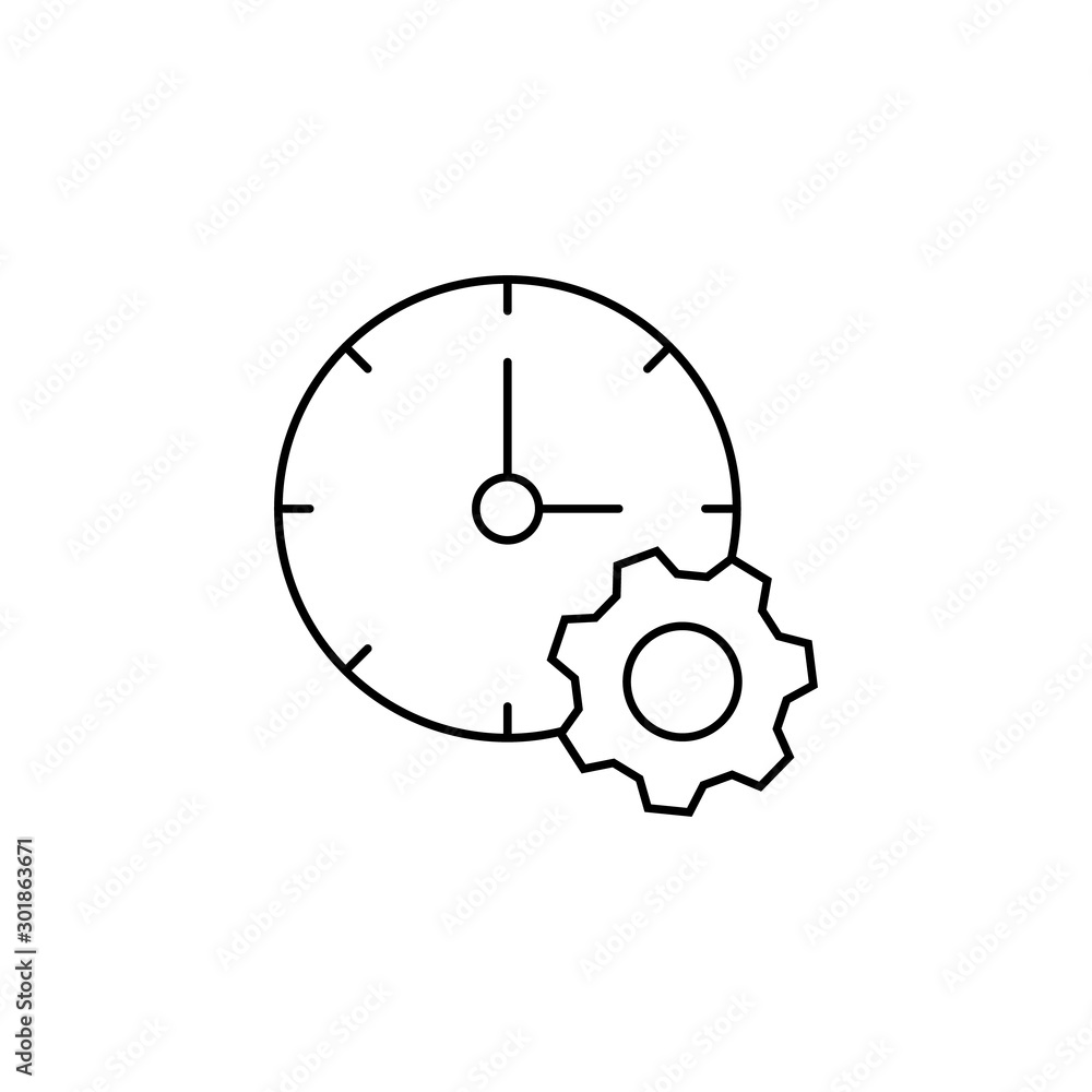 Poster time, clock, gear icon. simple line, outline vector of icons for ui and ux, website or mobile applic