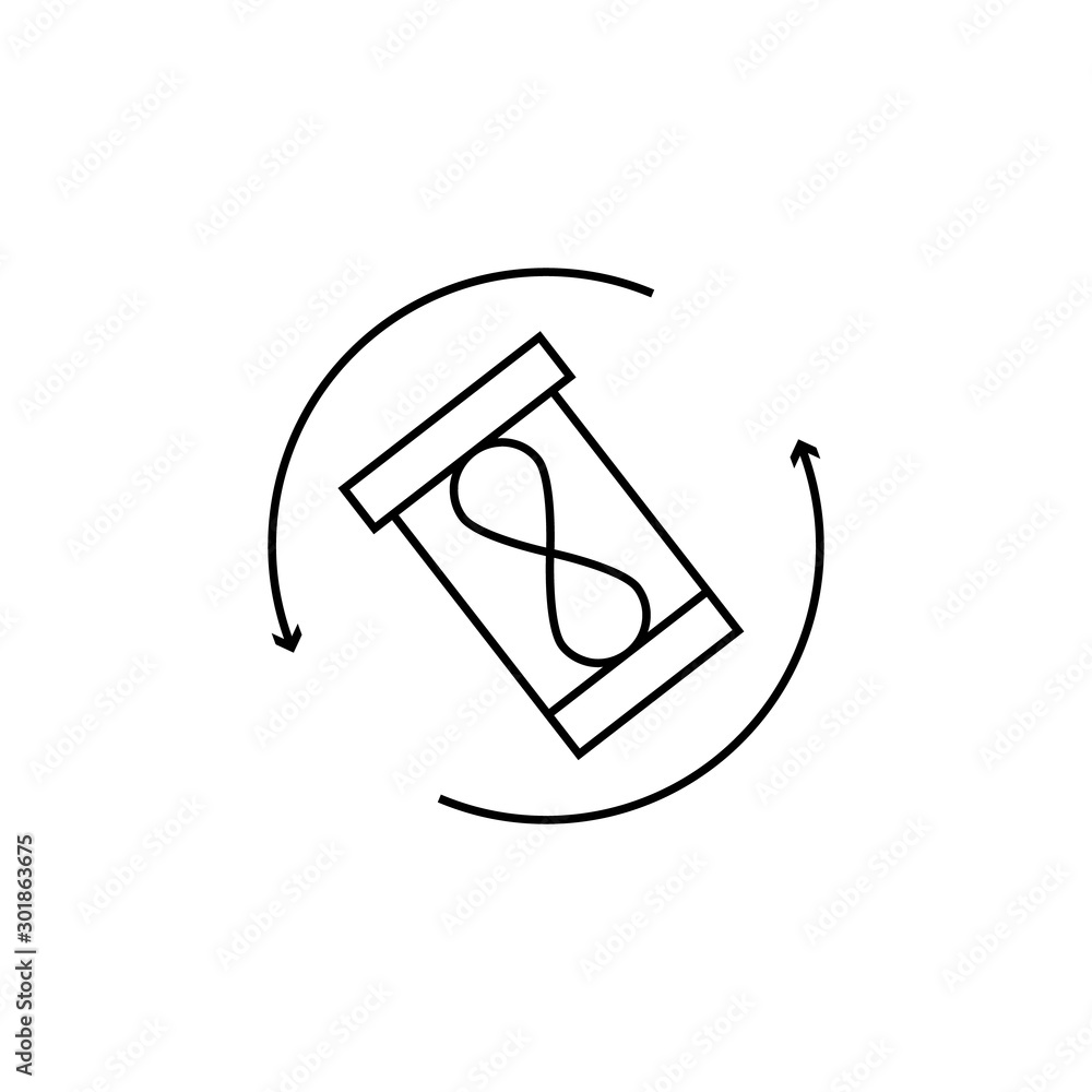 Poster hourglass, forward, clock icon. simple line, outline vector of icons for ui and ux, website or mobil