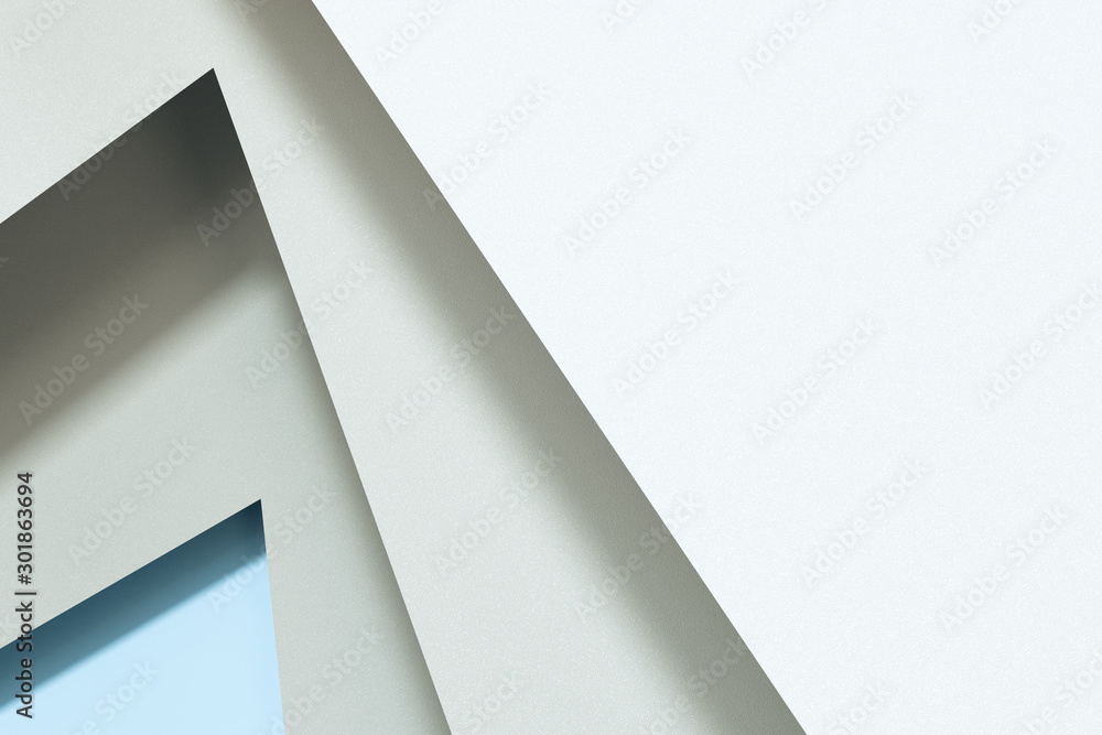 Poster blank and vortical paper cards with triangle shape, 3d rendering.