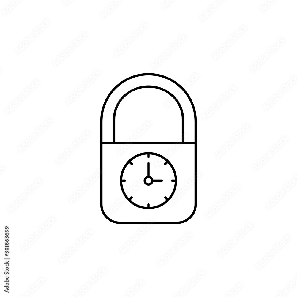 Poster lock, time, clock icon. simple line, outline vector of icons for ui and ux, website or mobile applic