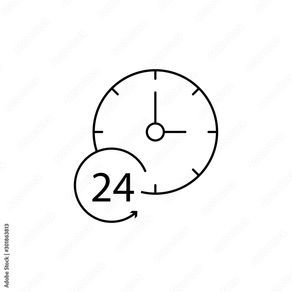 Aufkleber 24 hour, forward, time icon. simple line, outline vector of icons for ui and ux, website or mobile a