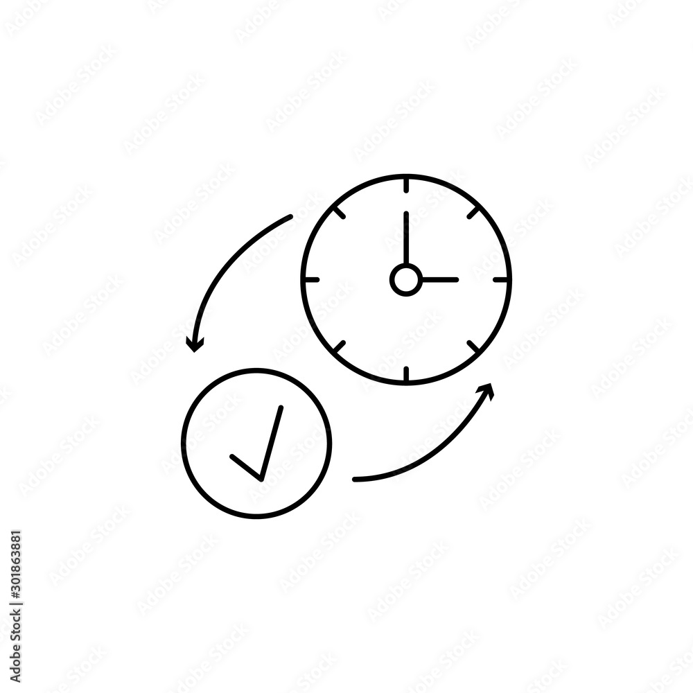 Poster arrow, time, clock icon. simple line, outline vector of icons for ui and ux, website or mobile appli