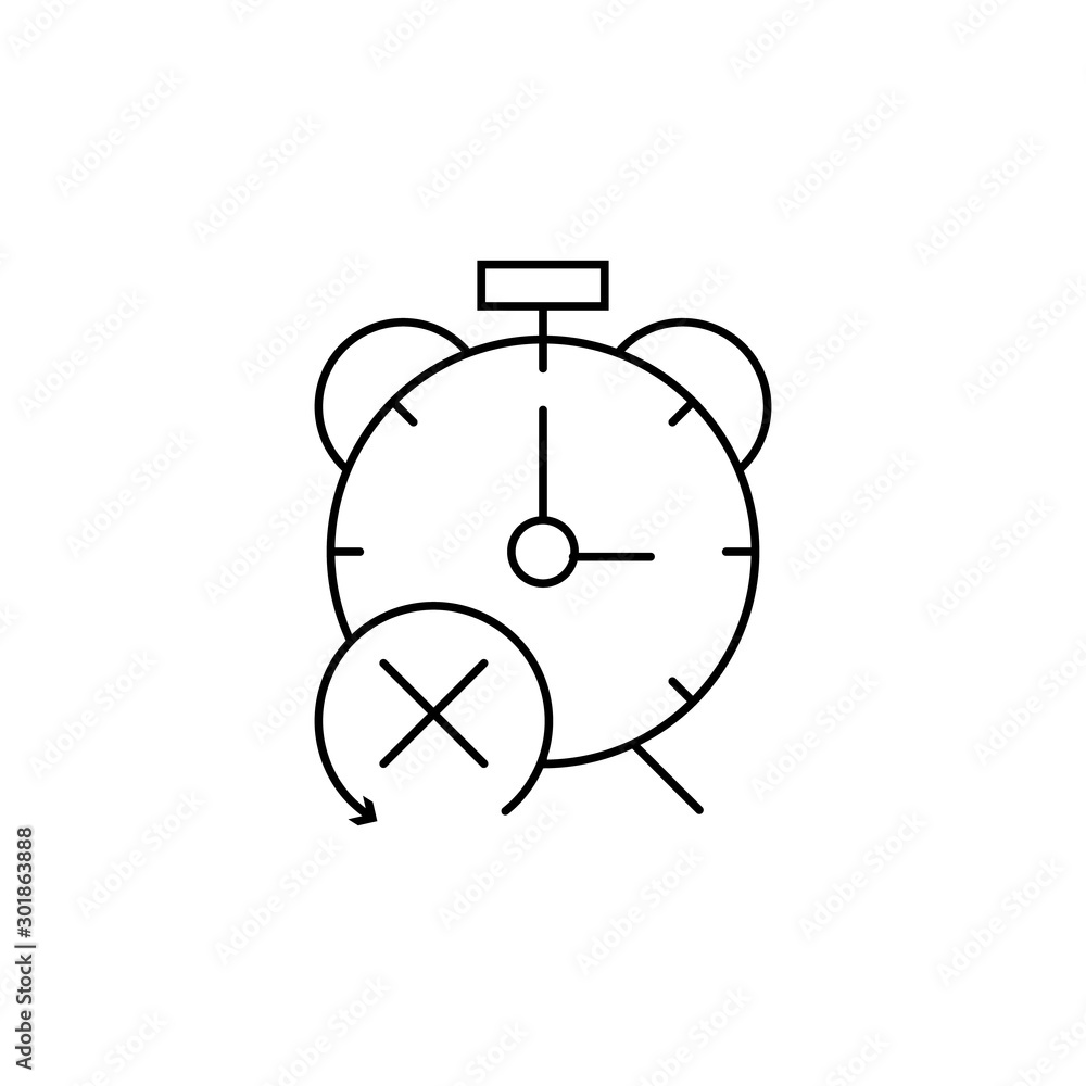 Poster no, alarm clock, time icon. simple line, outline vector of icons for ui and ux, website or mobile ap