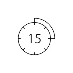 15 minute, clock, time icon. Simple line, outline vector of icons for ui and ux, website or mobile application