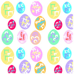 Vector illustration of a pattern of colorful abstract painted Easter eggs