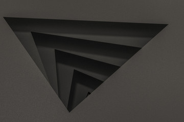 Blank and vortical paper cards with triangle shape, 3d rendering.