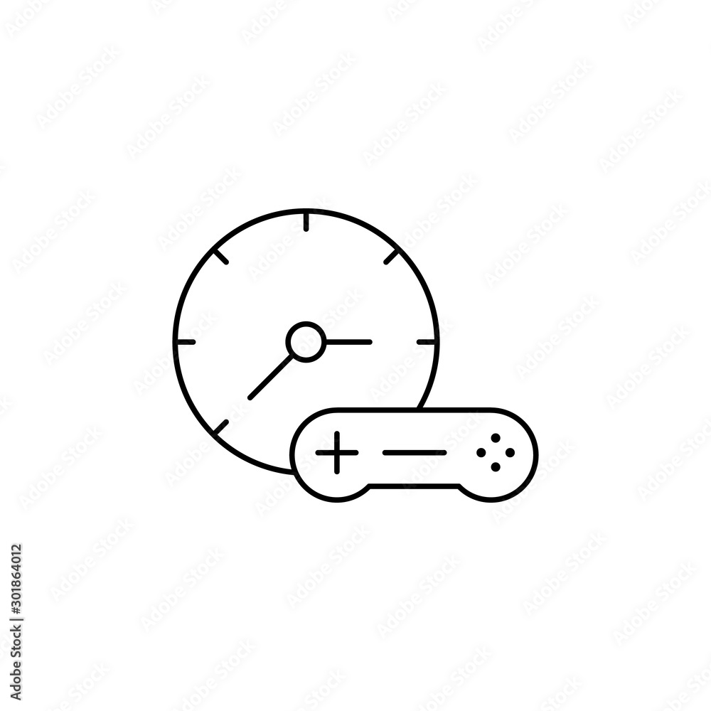 Poster game time, clock icon. simple line, outline vector of icons for ui and ux, website or mobile applica