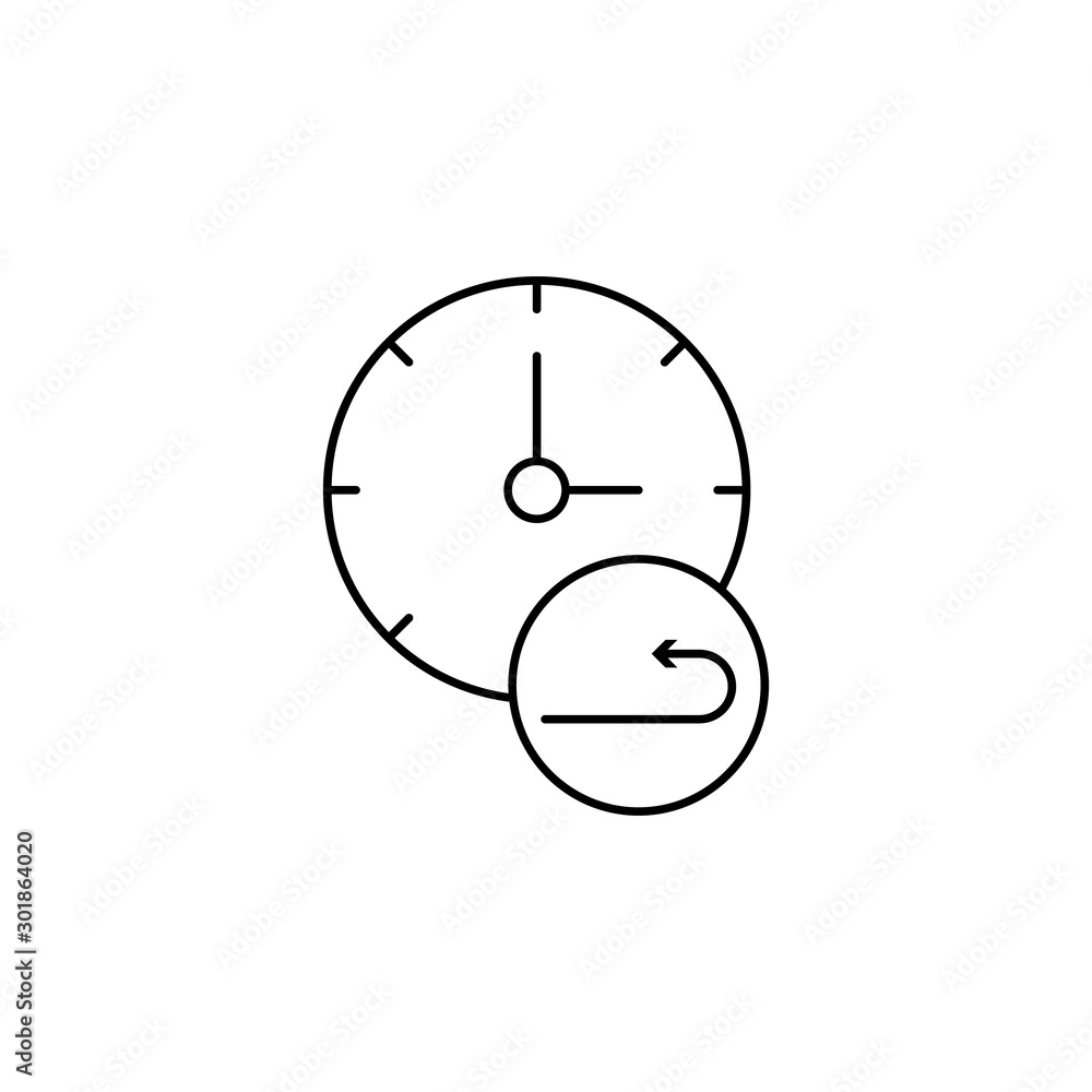Poster arrow, time, clock icon. simple line, outline vector of icons for ui and ux, website or mobile appli