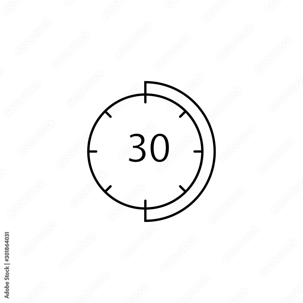 Aufkleber half time, clock icon. simple line, outline vector of icons for ui and ux, website or mobile applica