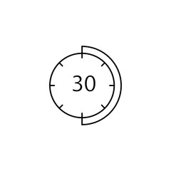 Half time, clock icon. Simple line, outline vector of icons for ui and ux, website or mobile application