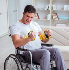 Disabled man recovering from injury at home