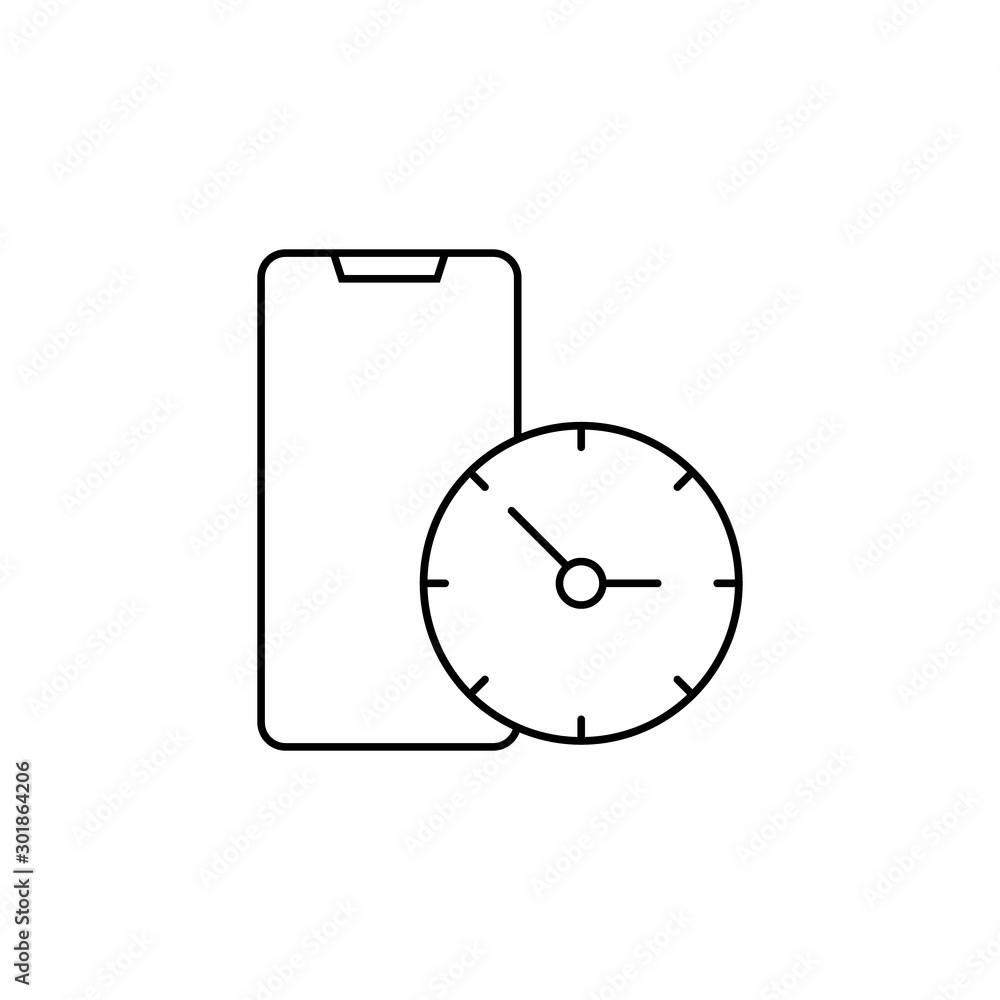 Poster phone, time, clock icon. simple line, outline vector of icons for ui and ux, website or mobile appli