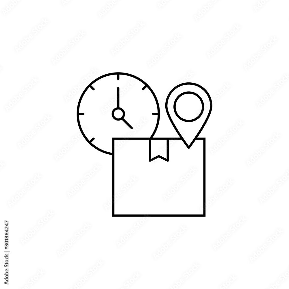 Poster location, box, time icon. simple line, outline vector of icons for ui and ux, website or mobile appl