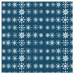 Vector pattern of a set of various snowflakes.