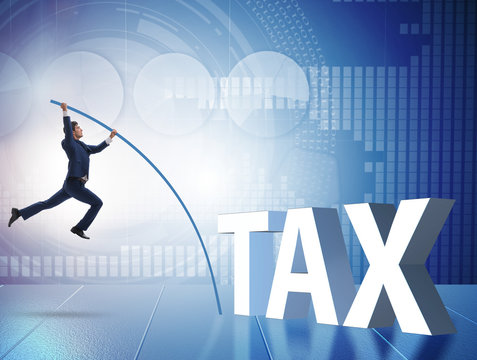 Businessman in tax evasion avoidance concept