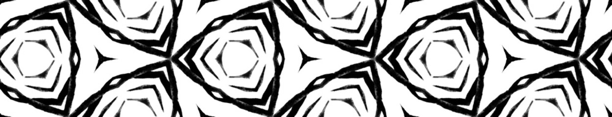 Black and white summer Seamless Border Scroll. Geo