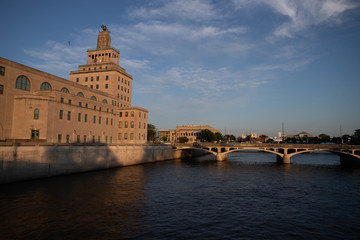 Cedar Rapids sunset bridge
