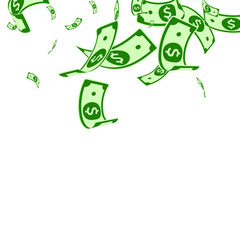 American dollar notes falling. Random USD bills on