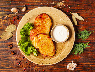 potato pancakes with sour cream