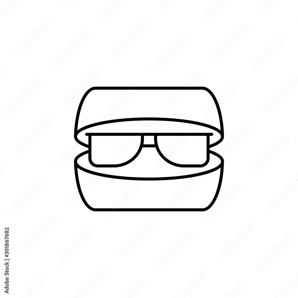 Poster glasses case icon. simple line, outline vector of optometry icons for ui and ux, website or mobile a