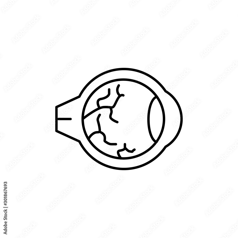 Poster eye ball capillary icon. simple line, outline vector of optometry icons for ui and ux, website or mo