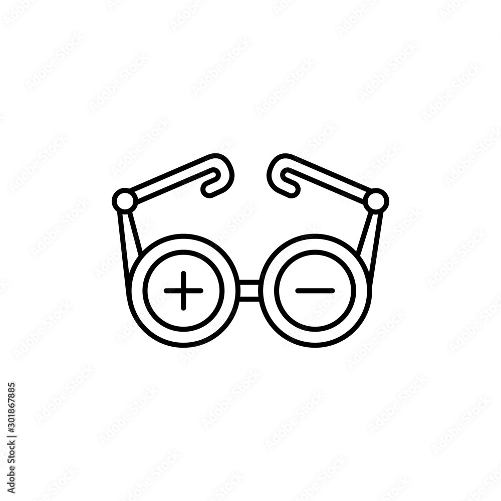 Poster eye test glasses icon. simple line, outline vector of optometry icons for ui and ux, website or mobi
