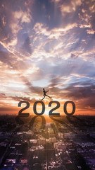 Evening cloudscape in city, Colorful sunset