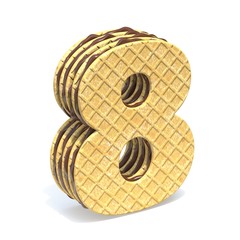 Waffles font with chocolate cream filling Number 8 EIGHT 3D
