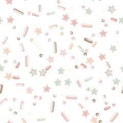 Sprinkle Cupcake Donut Topping. Seamless Pattern 