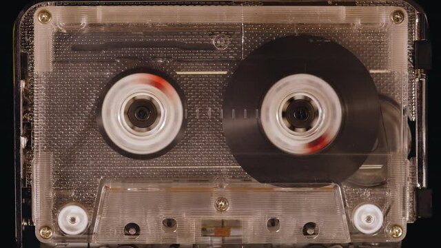Spinning Cassette Tape Time-Lapse Fast Forward and Rewind