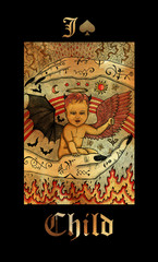 Child. Card of Lenormand oracle deck Gothic Mysteries.