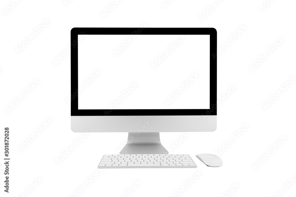 Aufkleber desktop computer modern style with simplicity blank screen isolated on white background, monitor wid