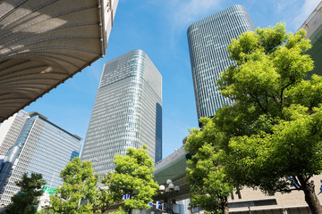 Naklejka premium 肥後橋の街並み