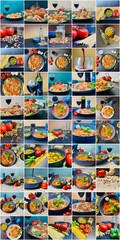 Healthy food in a collage