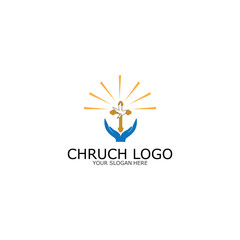 logo church.christian symbol,the bible and the cross of jesus christ-vector