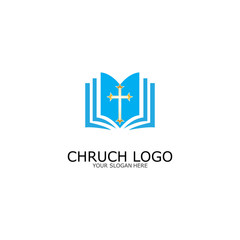Fototapeta premium logo church.christian symbol,the bible and the cross of jesus christ-vector