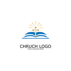 logo church.christian symbol,the bible and the cross of jesus christ-vector