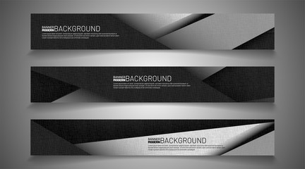 Fototapeta premium Collection of abstract banner backgrounds. Geometric shapes overlap gray. vector illustration of graphic design