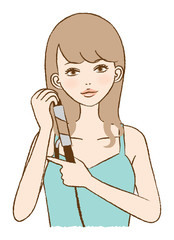 Illustration of a woman curling hair